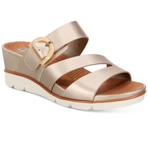 Baretraps Laralee Champagne Gold Metallic Wedge Sandals Womens 9.5M Posture+